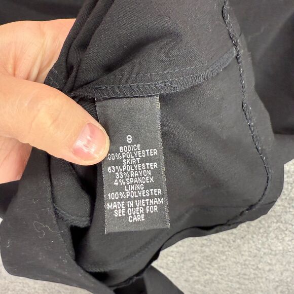 Alyx Dress Women 8 Black Floral Sheath Midi Zipper Lined Short Sleeve Casual - Picture 4 of 8